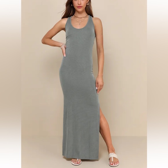 Lulus Dresses & Skirts - Lulus sage green ribbed sleeveless maxi dress. Size large. New with tags